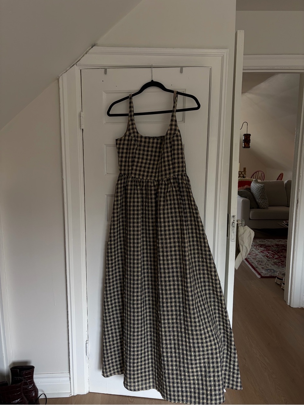 Princess Polly Beige and Black Gingham Maxi Dress